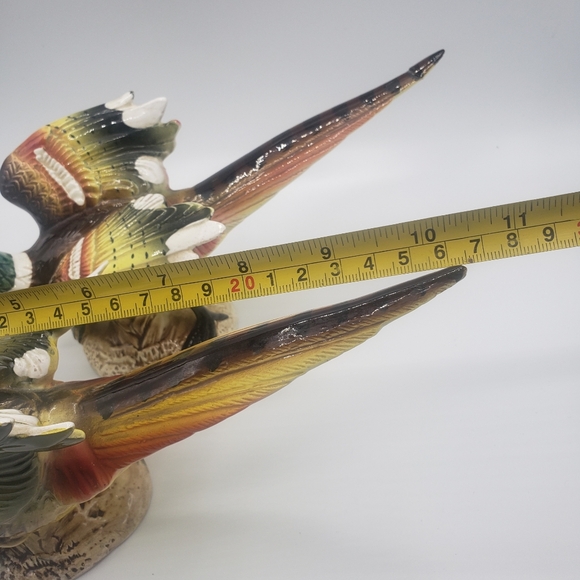 Vtg Porcelain Pheasants Japan Marked One Has Repair On Tail 10.25" - Picture 4 of 5